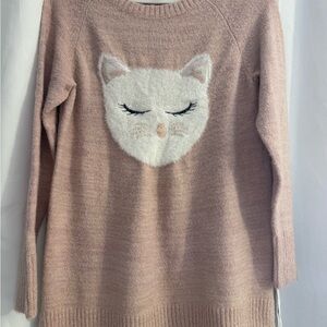 LC Lauren Conrad Blush Cat Face Sweater